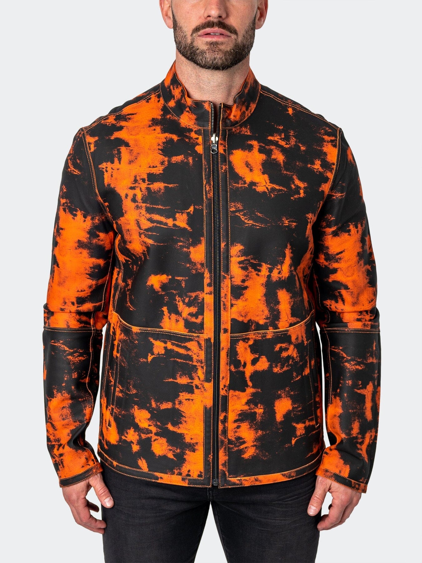 Lab – Lederjacke in Orange