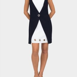 Tunic Kleid in Marine/Weiß