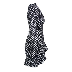 Richard Quinn Polka Dot Sequins Twisted Rara Kleid – blau