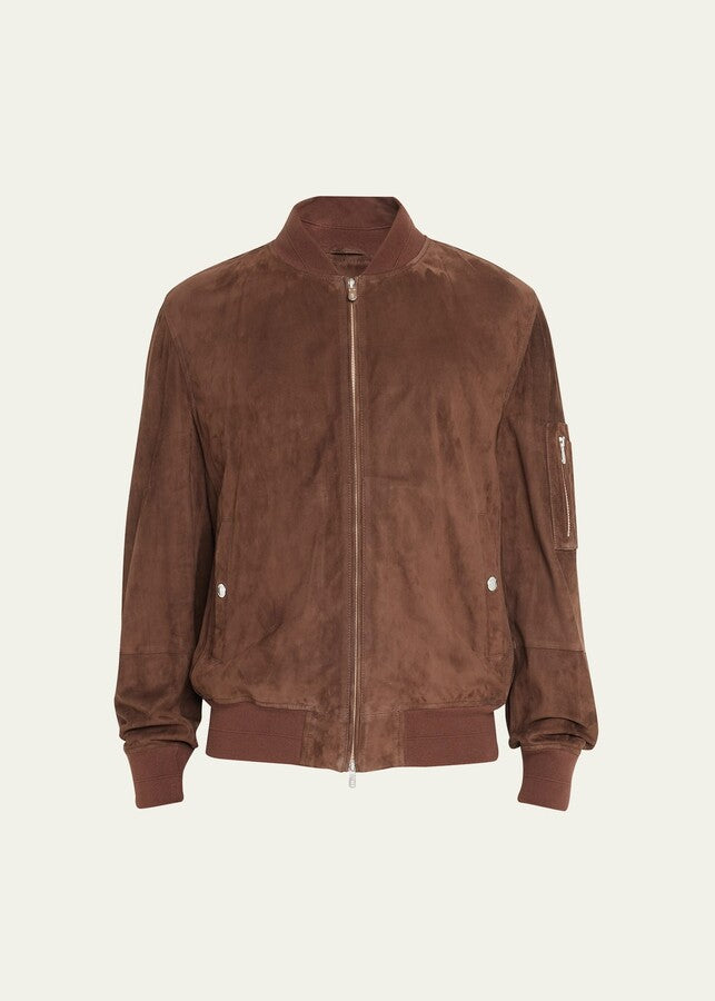 Brunello Cucinelli Herren Wildleder Zip Up Bomberjacke