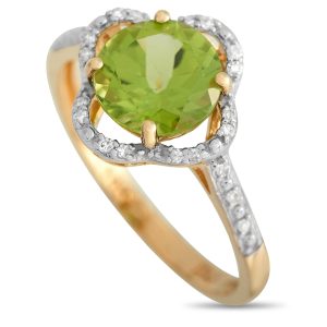 LB Exclusive 14K Gelbgold 0,10ct Diamant und Peridot quatrefoil Ring - – RC4 / 11976YPE