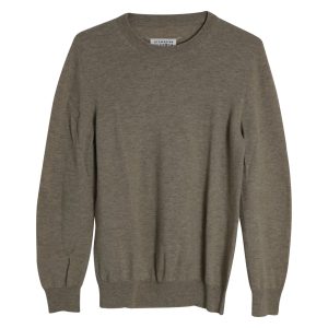 Maison Margiela Crewneck Elbow Patch Pullover aus beige Wolle