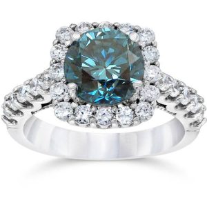 4 CT Blue Diamond Verlobungsring 14K Weißgold