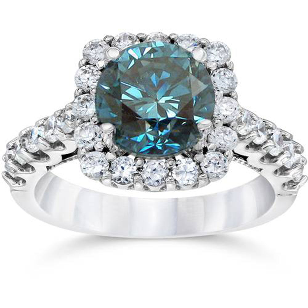 4 CT Blue Diamond Verlobungsring 14K Weißgold