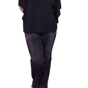 Bluse mit drapierten Ärmeln „Around The World“ in Schwarz