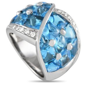 LB Exclusive 18K Weißgold 0,18ct Diamant und Topaz Ring -122223 – MF26