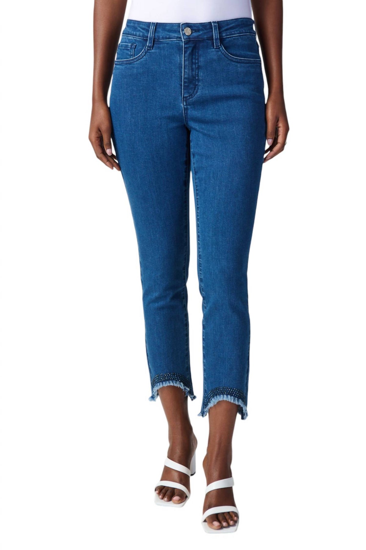 Skinny Knöchel-Length Jeans aus Denim Mittelblau