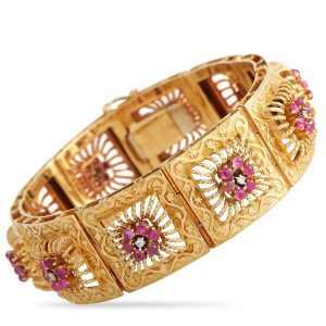 LB Exclusive 18K Gelbgold Diamant und Rubin Art Nouveau Armband MF01-021423