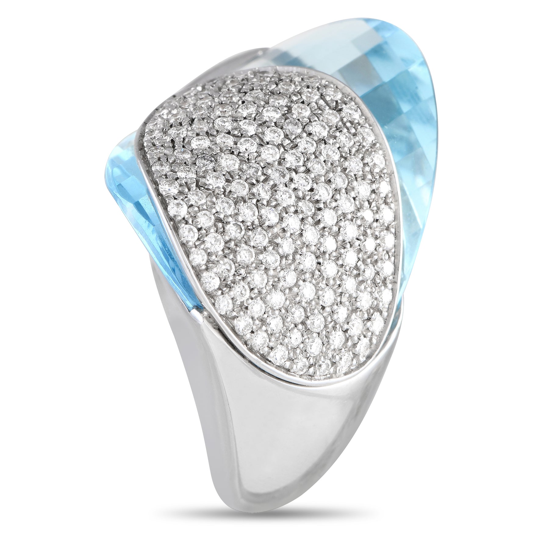 Superoro 18K Weißgold 1.33ct Diamant und Topaz Cocktail Ring SO04 -040124