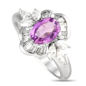 LB Exclusive Platinum 0.67ct Diamond and rosa Saphirring -020124 – MF08