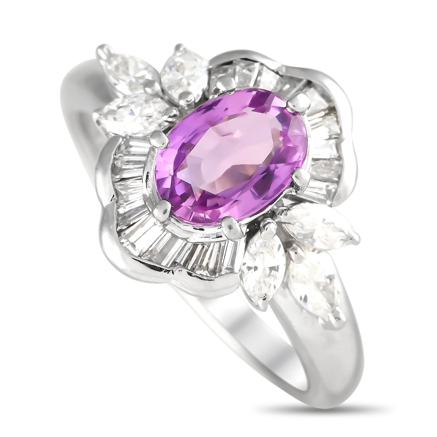 LB Exclusive Platin 0.67ct Diamant und rosa Saphir Ring MF08 -020124