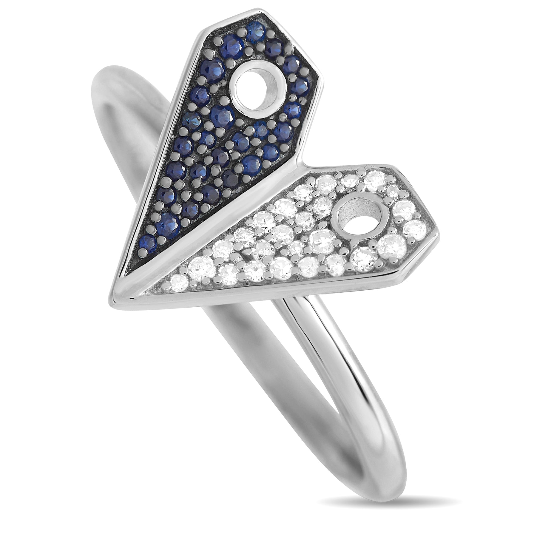LB Exclusive 14K Weißgold 0.08ct Diamant und Saphir Herz Ring RC4 2002WSA