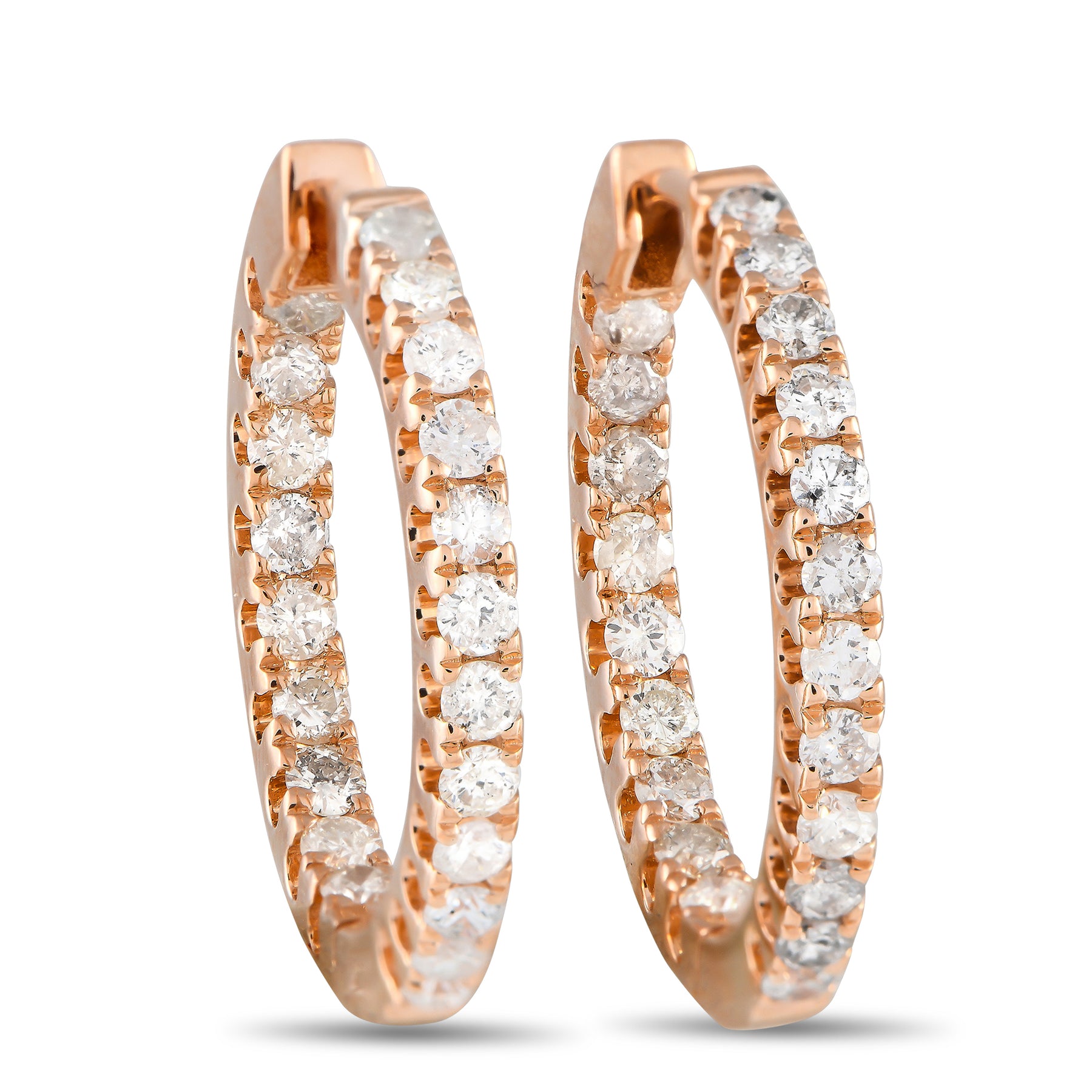 LB Exclusive 14K Roségold 1.0ct Diamant Inside-Out Creole Ohrringe AER-4633R