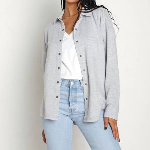 Wfh Modal Hemdjacke in Heather Grau