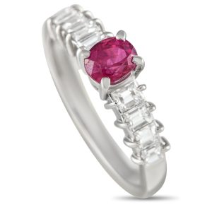 LB Exclusive Platinum 0.56ct Diamond and 0.70ct Ruby ring -021324 – MF26