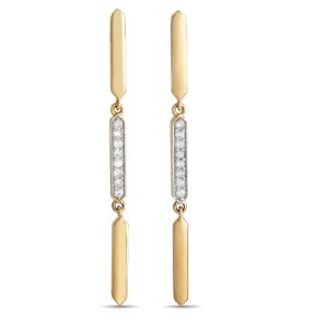 LB Exclusive 14K Gelbgold 0,10ct Diamant Linie Tropfen Ohrringe – ER28558