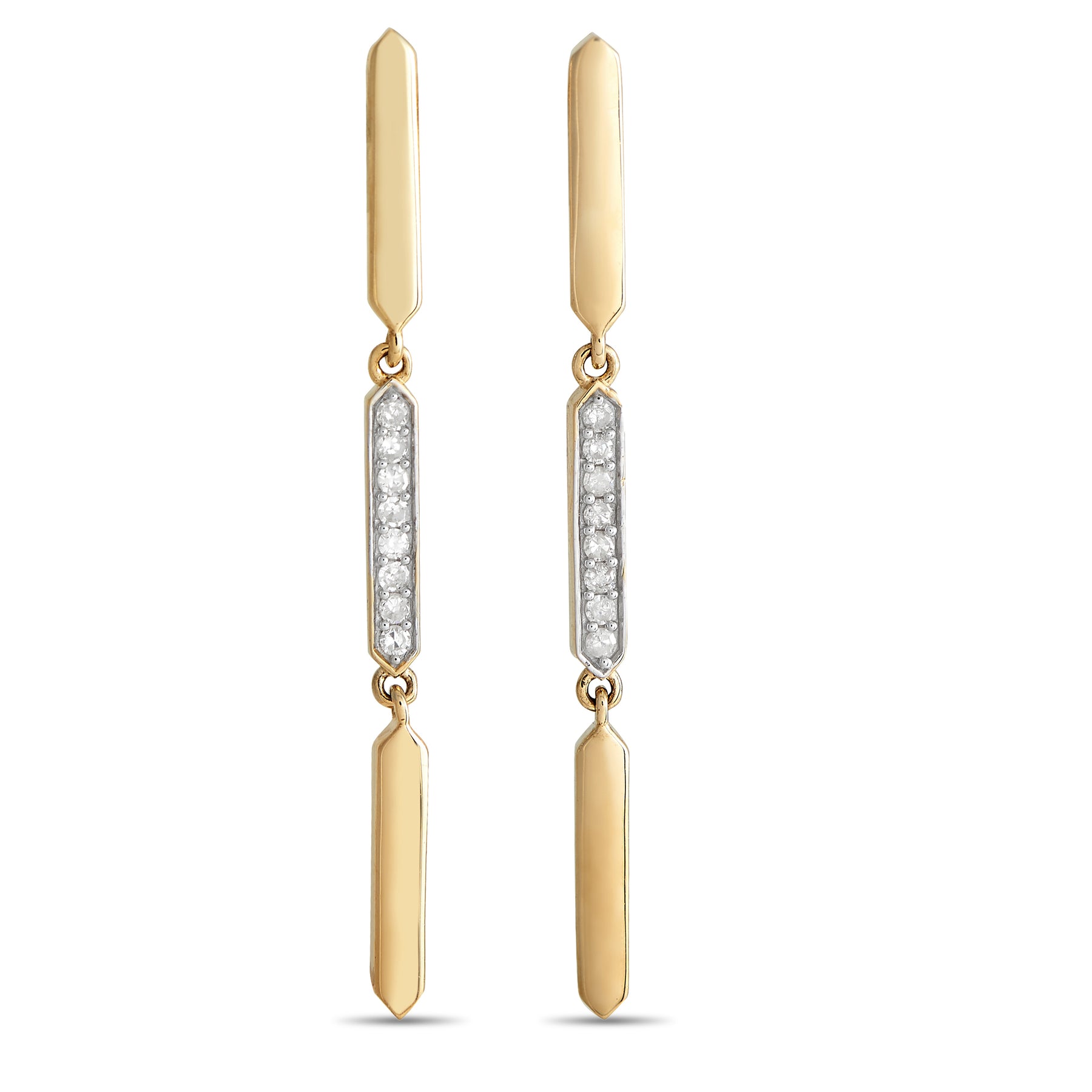 LB Exclusive 14K Gelbgold 0,10ct Diamant Line Ohrringe ER28558