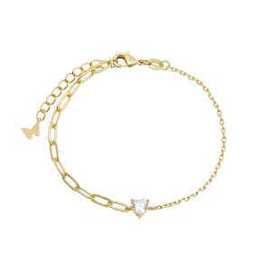 CZ Herz Anhänger Doppel Kette Armband
