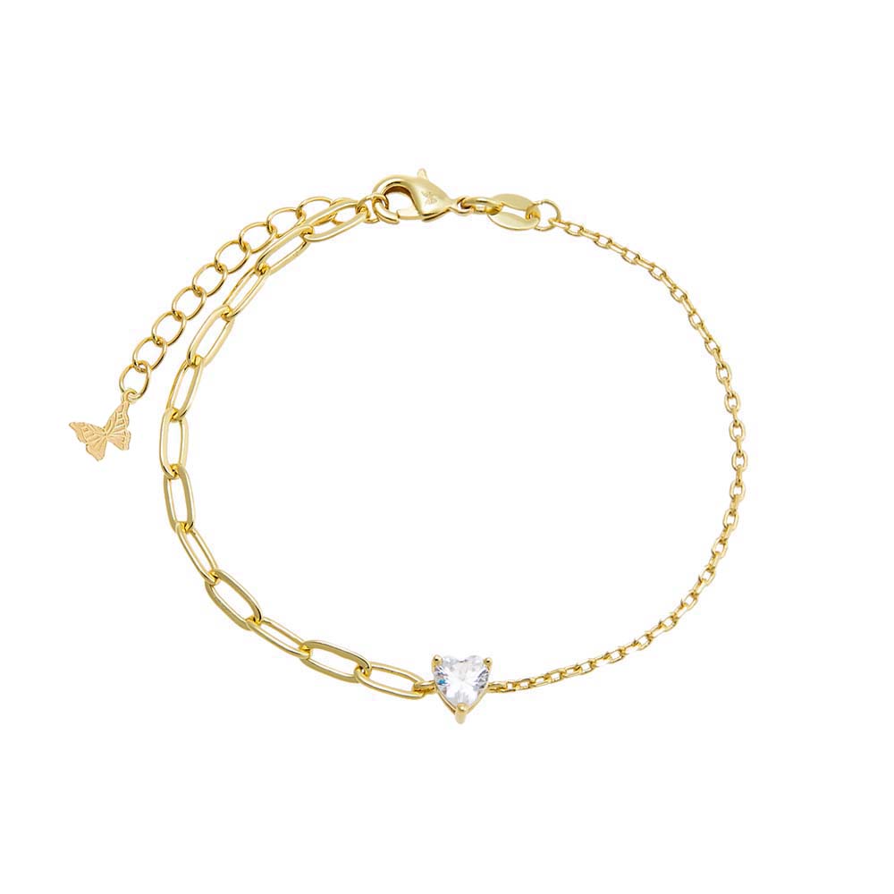 CZ Herz Anhänger Doppel Kette Armband