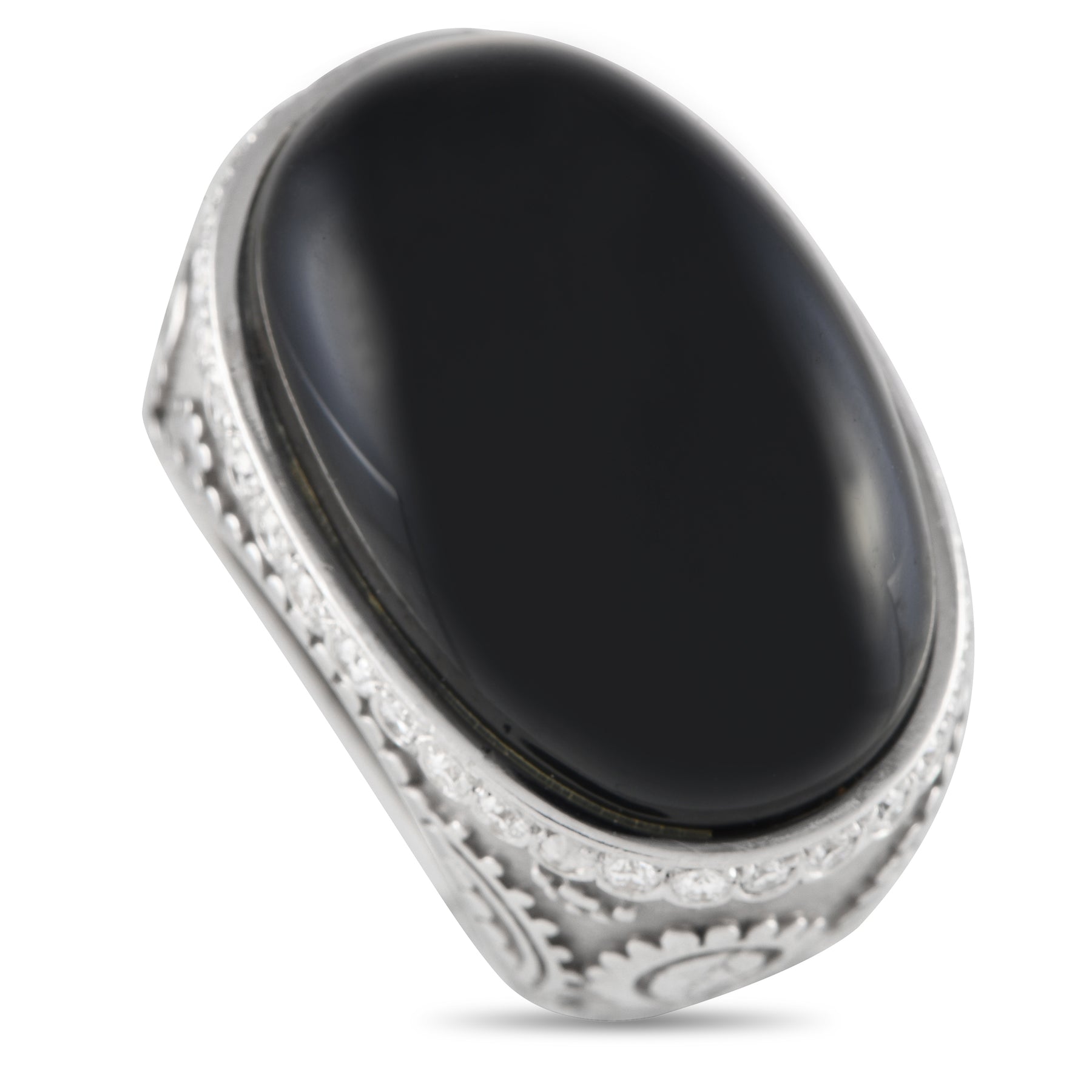 Carrera Y Carrera 18K Weißgold 0,35ct Diamant und Onyx Ring CC12 -122623
