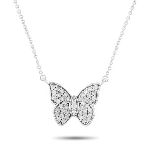 LB Exclusive 14K Weißgold 0,50ct Diamant Schmetterling Halskette – PN15396