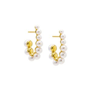 Multi Pearl Oval Elongated Hoop Ohrring