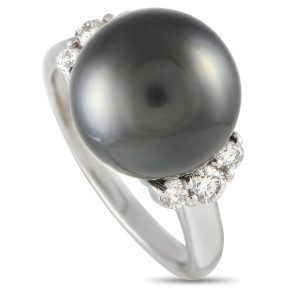 LB Exclusive Platinum 0.40ct Diamond and schwarzer Perlenring -021324 – MF28