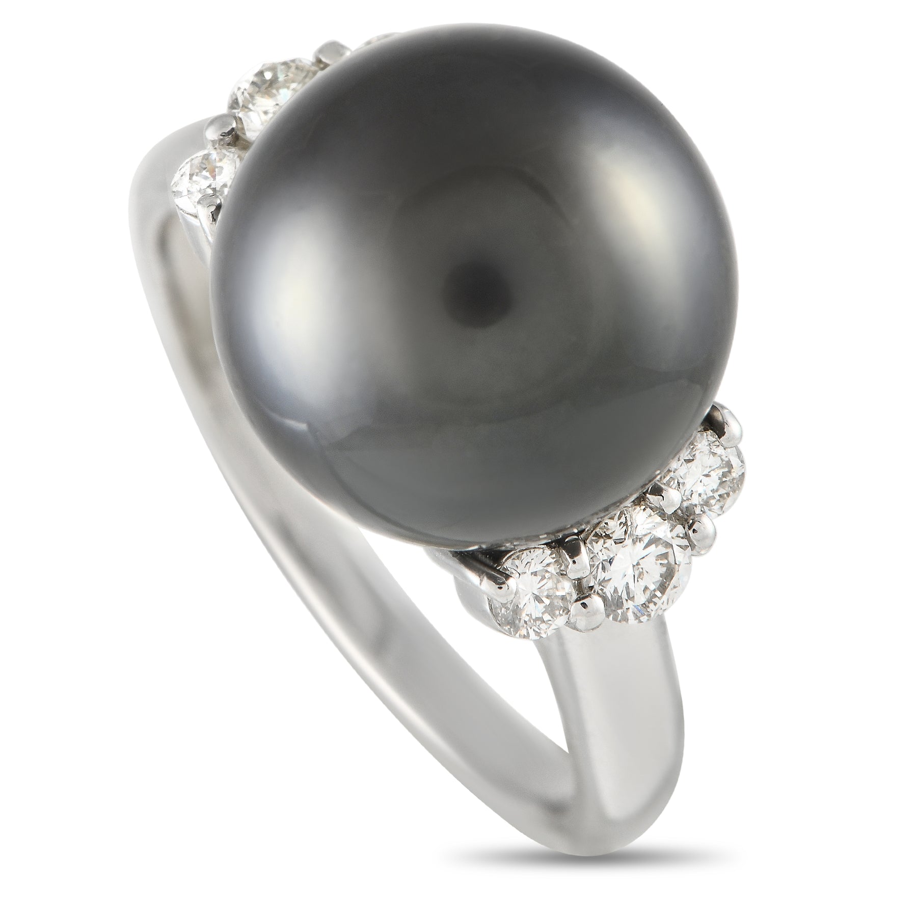 LB Exclusive Platin 0.40ct Diamant und schwarze Perle Ring MF28 -021324