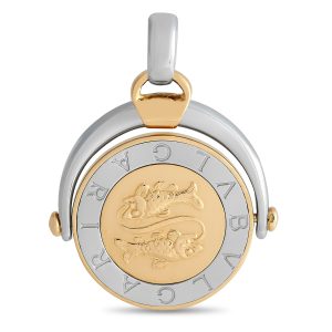 Bvlgari 18K Gelbgold und Edelstahl Fische Sternzeichen Anhänger BV32 -012524