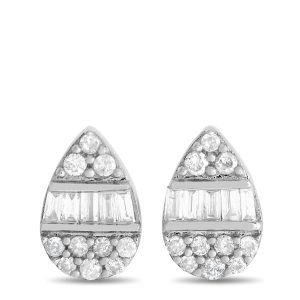 LB Exclusive 14K Weißgold 0,18ct Diamant Cluster Birne Ohrringe -w – ER28511