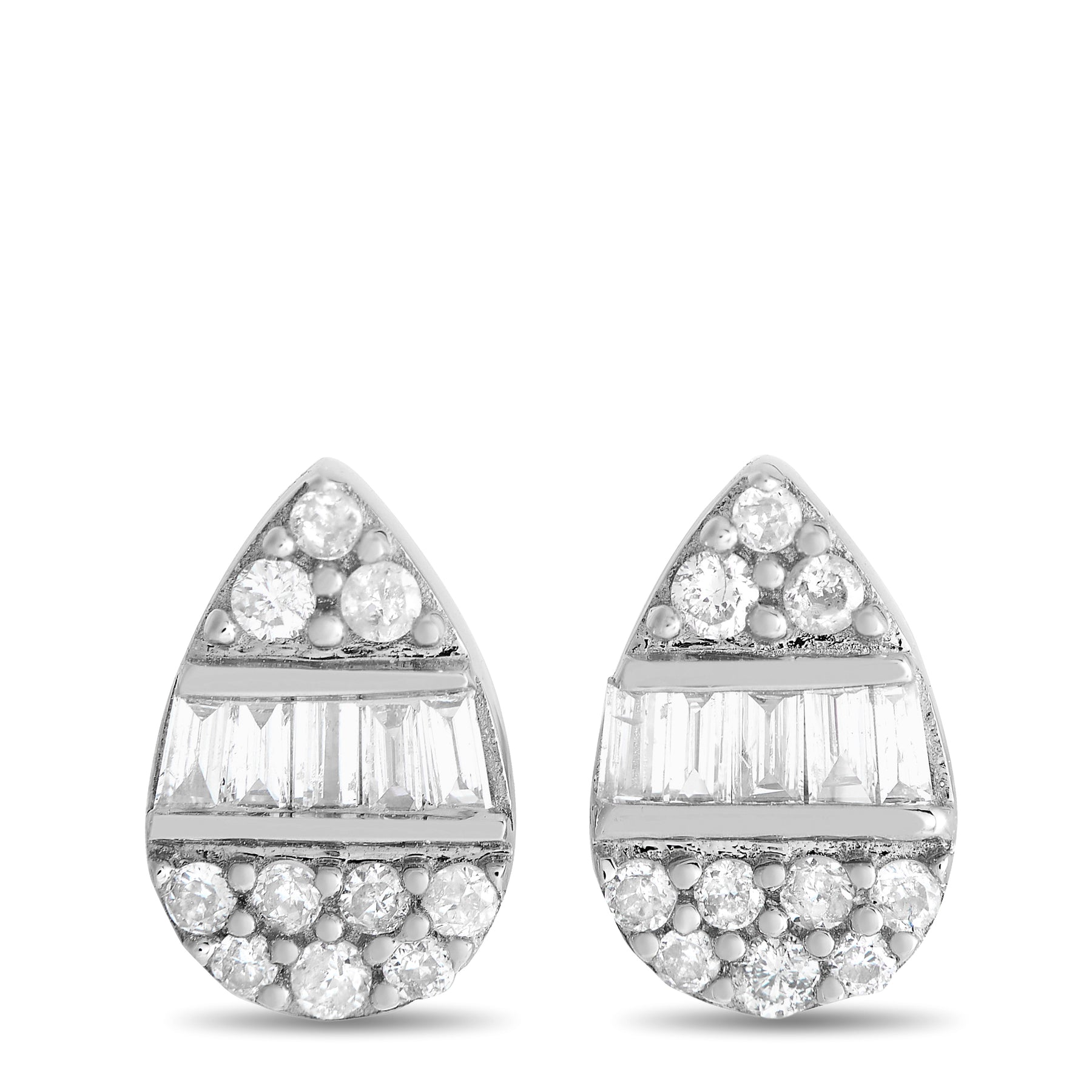LB Exclusive 14K Weißgold 0.18ct Diamant Cluster Birne Ohrringe ER28511 W