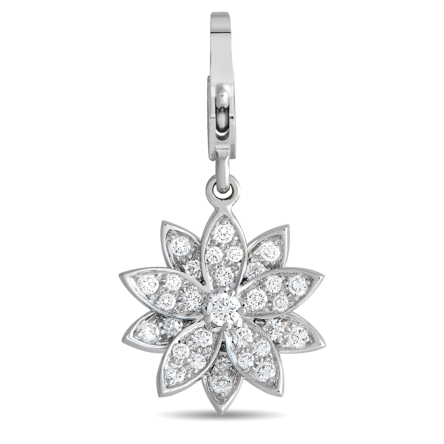 Van Cleef & Arpels Lotus 18 Karat Weißgold 0.46ct Diamant Blume Charme VC05 – 012324