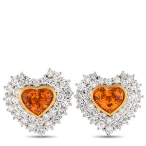 LB Exclusive 18K Weiß und Gelb Gold 3.62ct Diamant und Saphir Herz Ohrringe -031524 – MF19