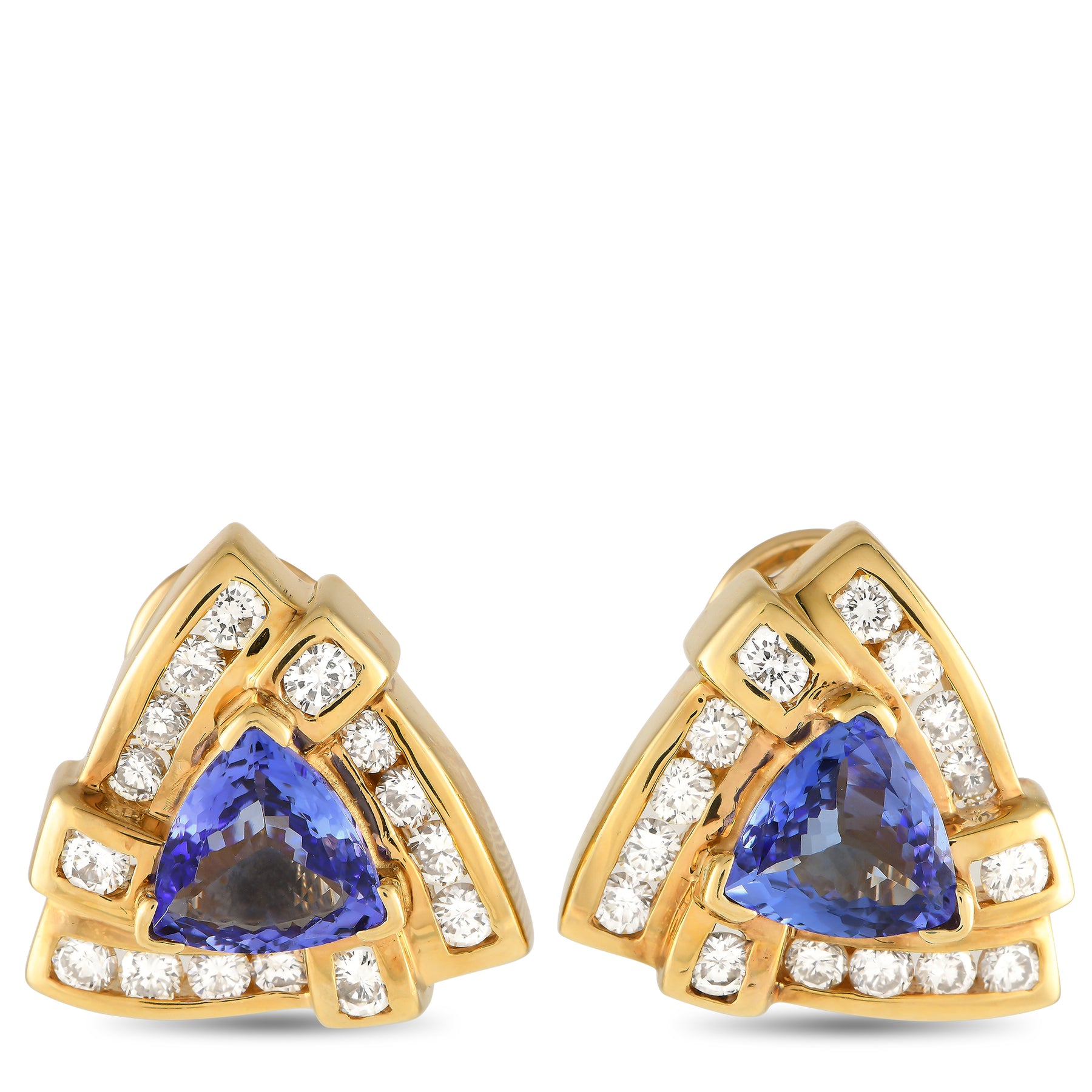LB Exclusive 14K Gelbgold Diamant und Tansanit Ohrringe MF06 -012424