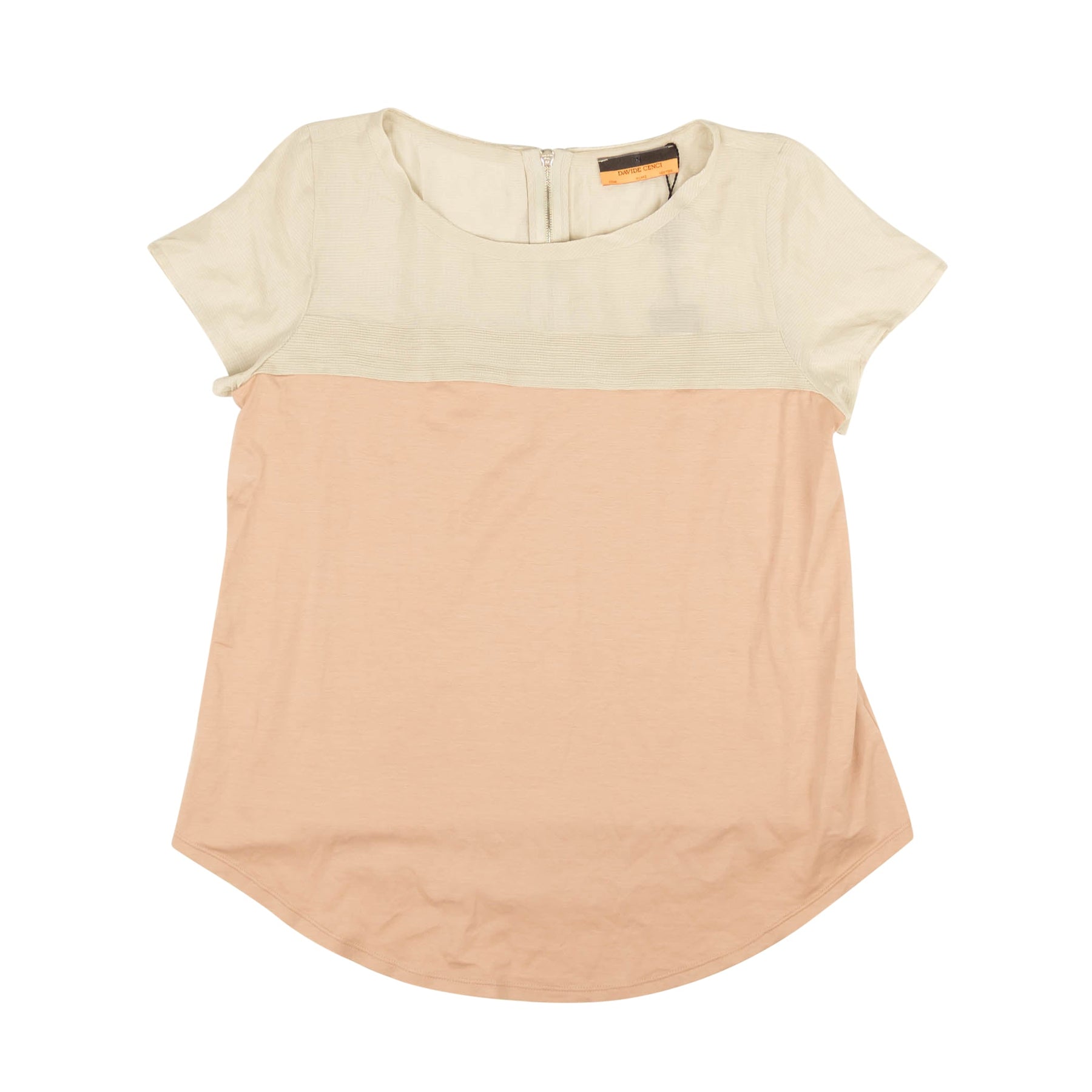 Davide Cenci Mixed Media Kurzarm-T-Shirt – Beige/Altrosa