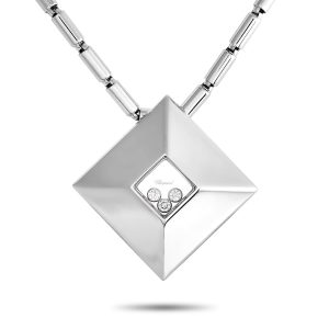 Chopard Happy Diamanten 18 Karat Weißgold Diamant Tube Bar Halskette CH16 -030824