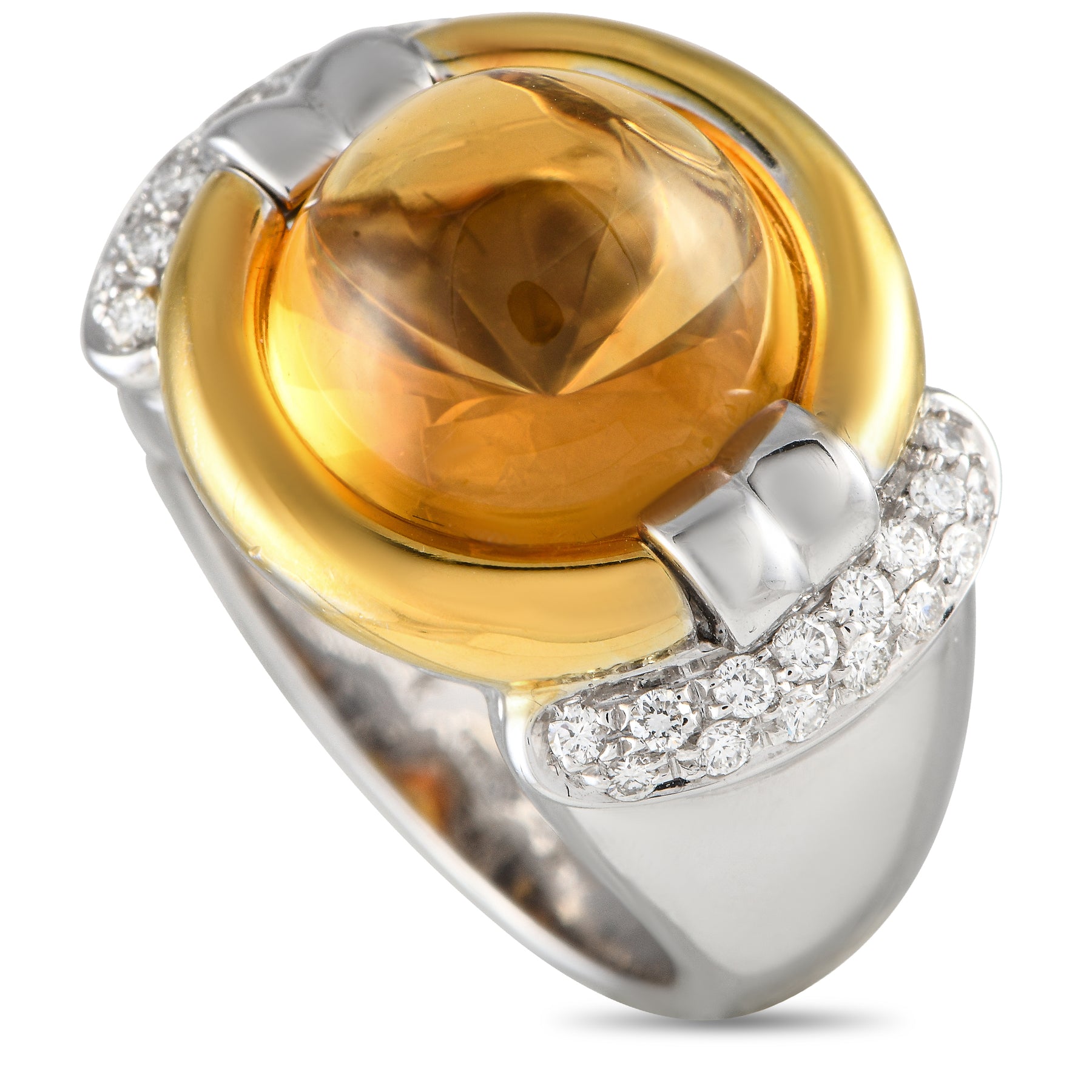 LB Exclusive 18K Weißgold 0.50ct Diamant und Citrin Cocktail Ring mf12 -012424