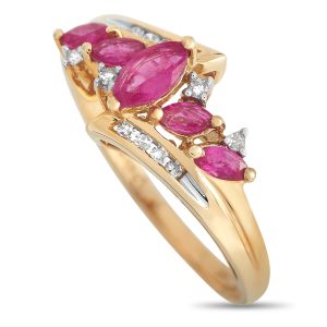 LB Exclusive 14K Gelbgold 0.09ct Diamant und Rubinring - – RC4 / 12052YRU
