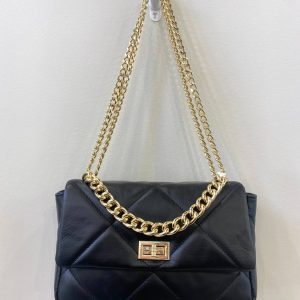 Schwarze gesteppte Handtasche