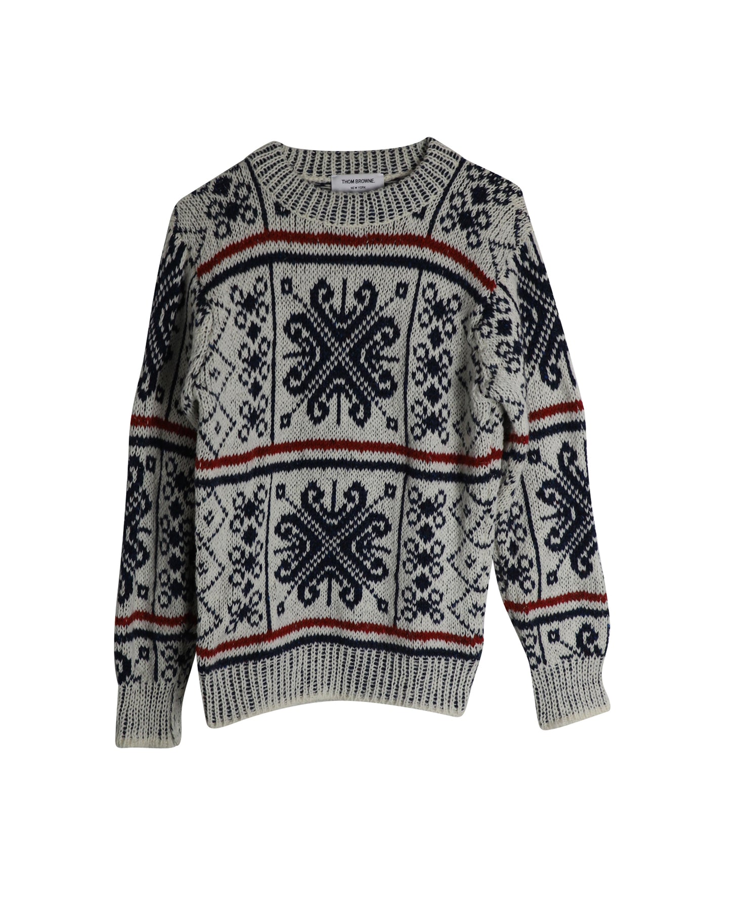 Thom Browne Fair Isle Pullover mit Rundhalsausschnitt aus mehrfarbiger Wolle und Mohair