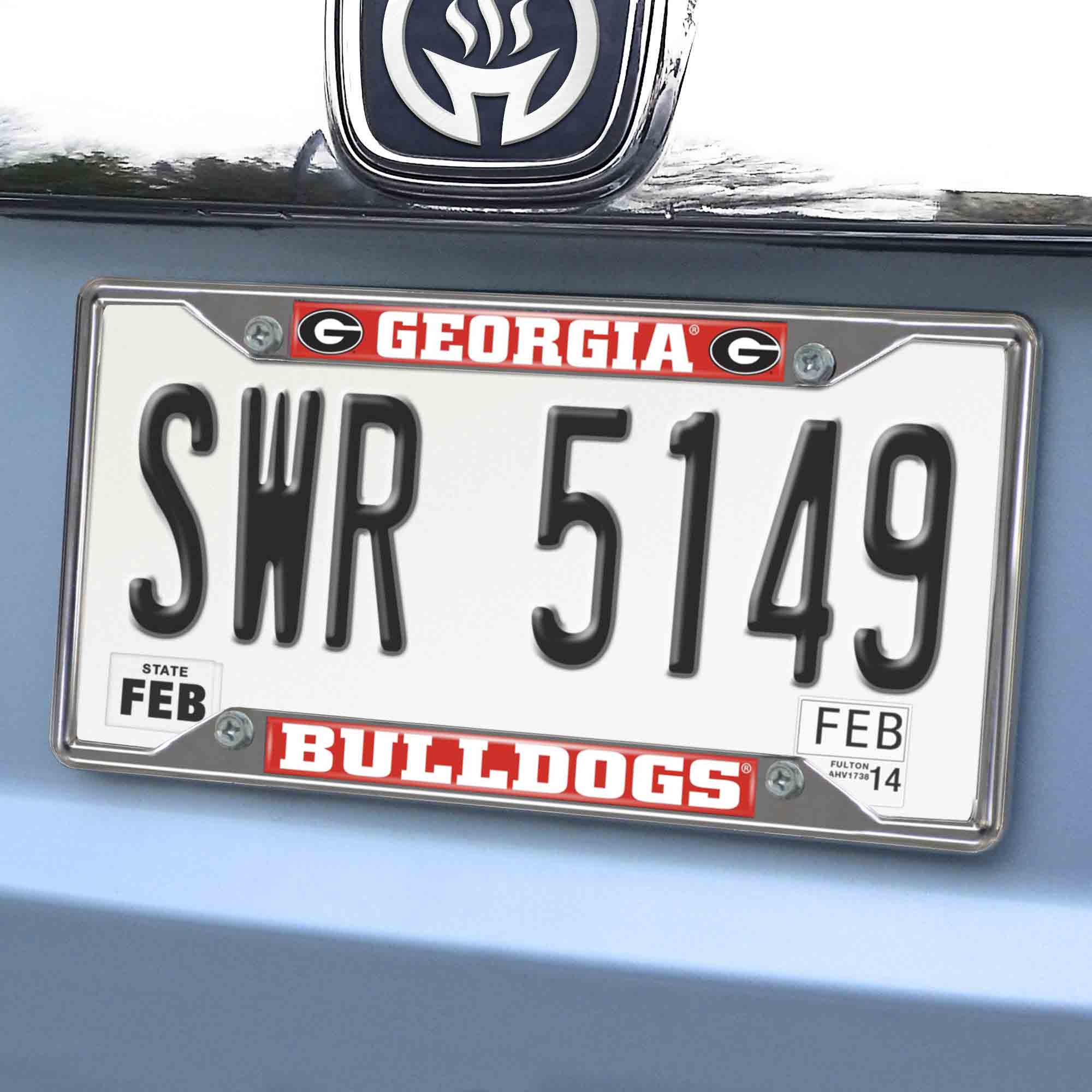 Fanmats Georgia Bulldogs Chrom Metall Nummernschild Rahmen, 6,25′′ x 12,25′′