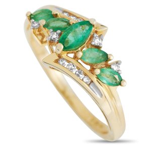 LB Exclusive 14K Gelbgold 0.09ct Diamant und Smaragdring - – RC4 / 12052YEM