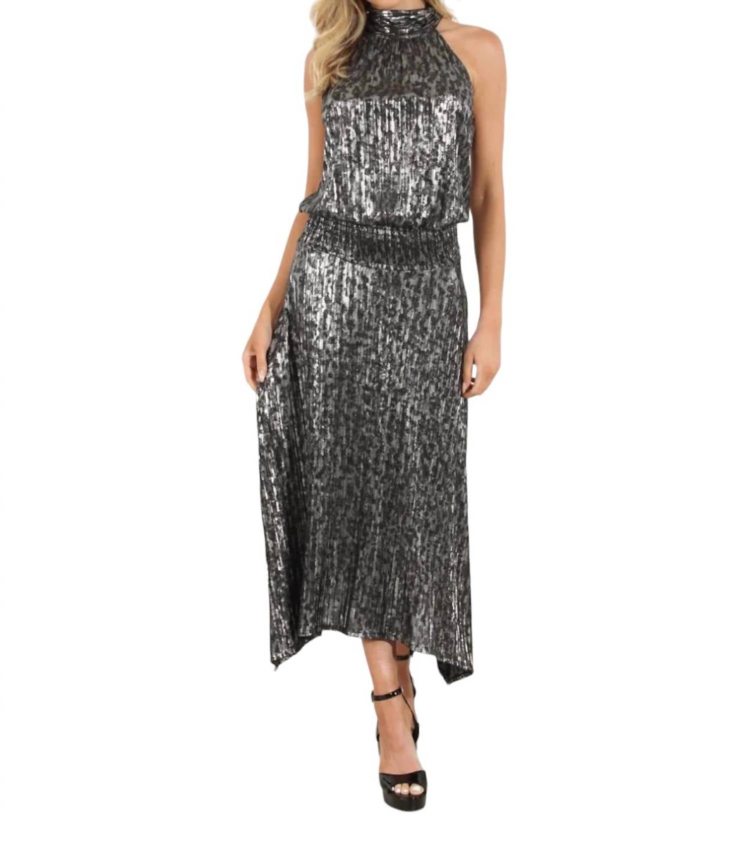 Smocked Plissee Maxi Kleid in Gina Plissee