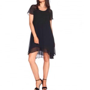Chiffon Rüschen unten Kleid in schwarz 7803961278524