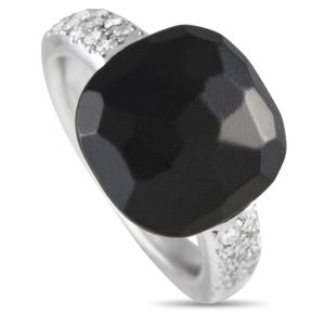 Pomellato Capri 18K Weißgold Diamant und Jetring PO34-012524