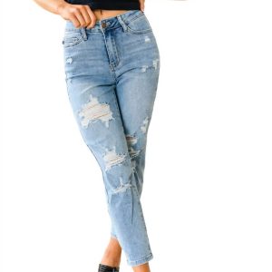 hohe Taille zerstört Freund Jeans in Licht waschen 7703651450940