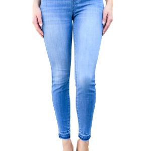 High-Steigerung Zug auf Release Saum Skinny Jeans in mittlerer Waschung 7703651319868