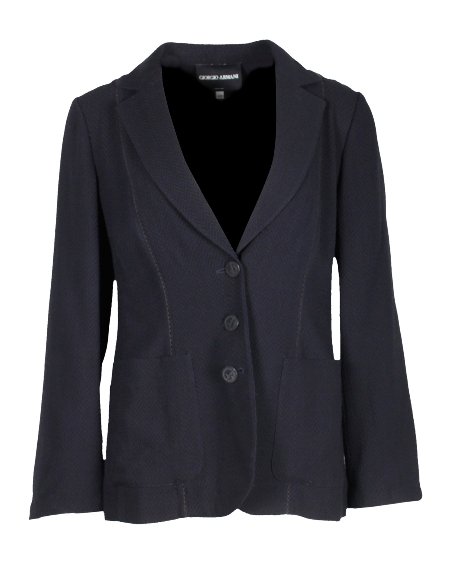 Giorgio Armani Einreiher-Blazer aus dunkelblauer Viskose