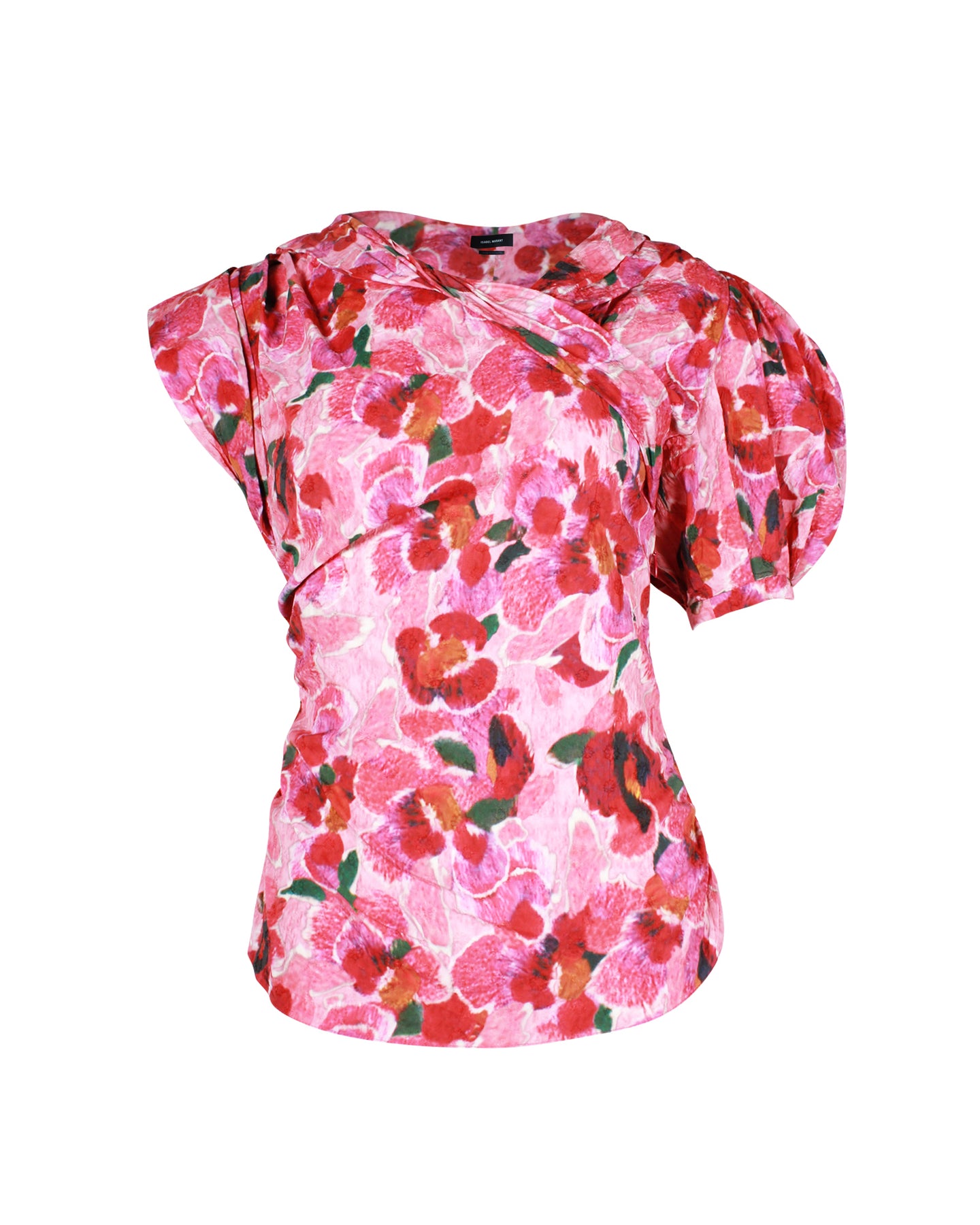 Isabell Marant stilisierte asymmetrische Blumenbluse aus rosa Viskose