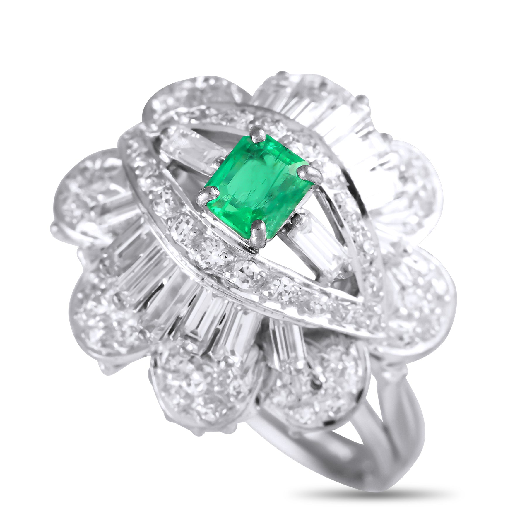 LB Exclusive 18K Weißgold 1.30ct Diamant und Emerald Ring MF05 -020124